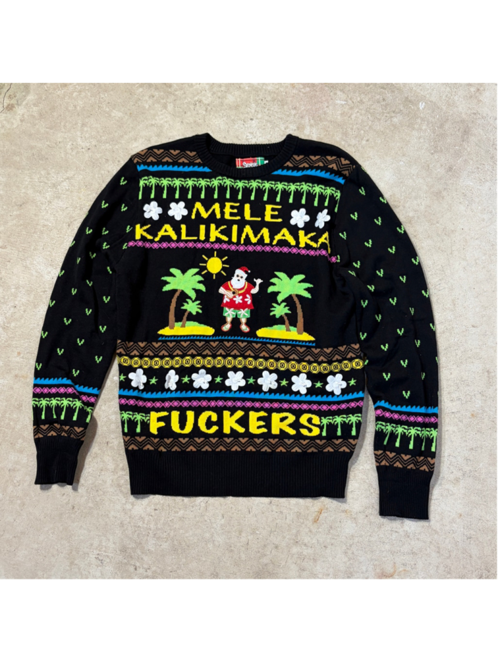 Spencer’s Mele Kalikimaka F&$@ers Ugly Christmas Sweater Unisex Men’s Medium
